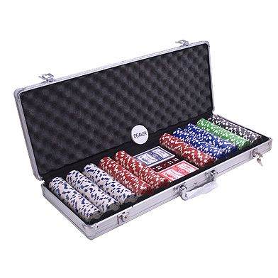 Aluminum cases with 500 Chips 2 decks , 5 dice etc