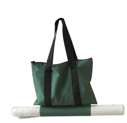 Green cloth bag for chessmen & vinyl chessboard