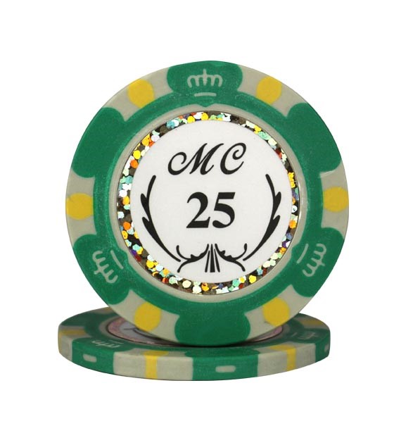 Monte Carlo clay chip green (25), roll of 25