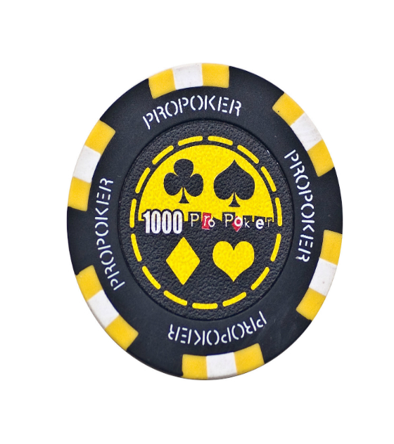 Pro Poker clay chip yellow (1000), roll of 25